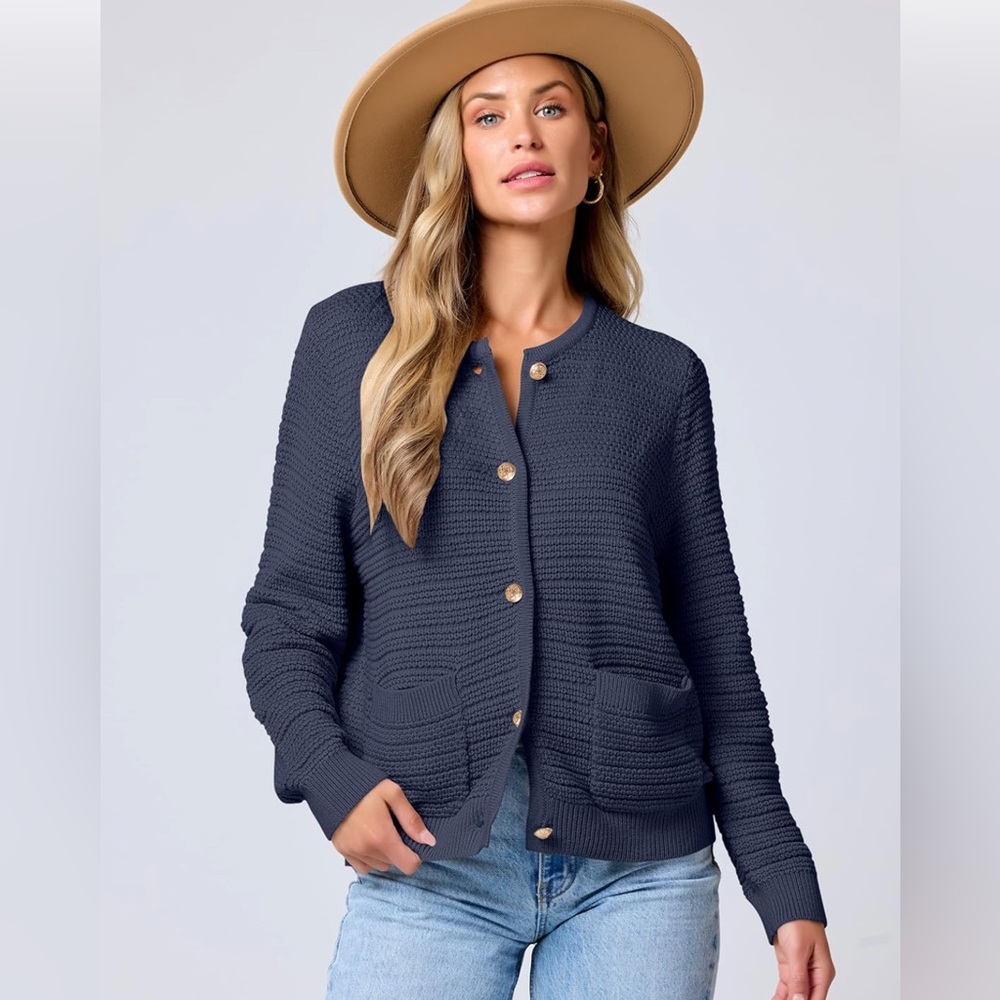 Black Button-Up Women's Sweater - Picture 5 of 6